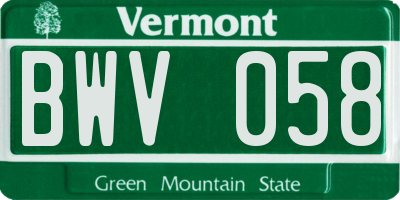 VT license plate BWV058