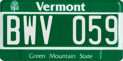 VT license plate BWV059