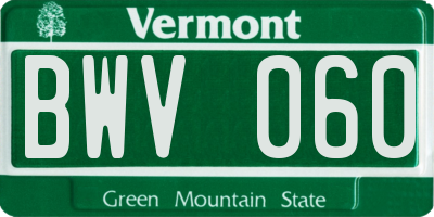 VT license plate BWV060