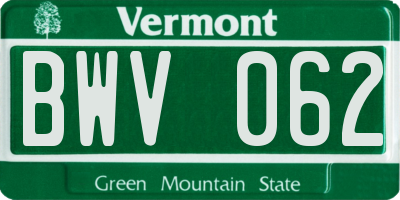 VT license plate BWV062