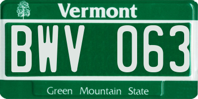 VT license plate BWV063