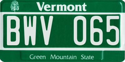 VT license plate BWV065