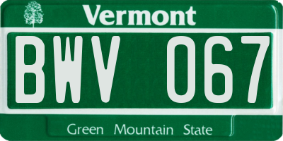 VT license plate BWV067