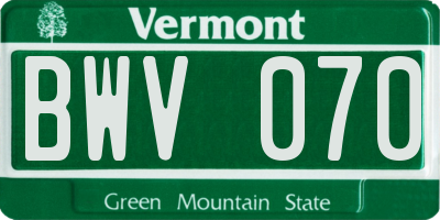 VT license plate BWV070