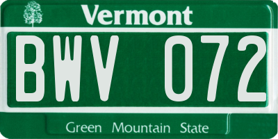 VT license plate BWV072