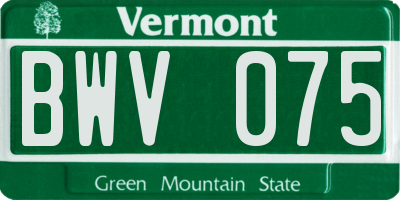 VT license plate BWV075