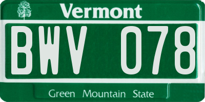VT license plate BWV078
