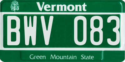 VT license plate BWV083