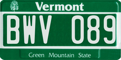 VT license plate BWV089