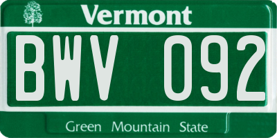 VT license plate BWV092
