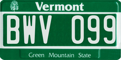 VT license plate BWV099