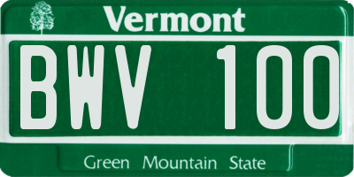 VT license plate BWV100