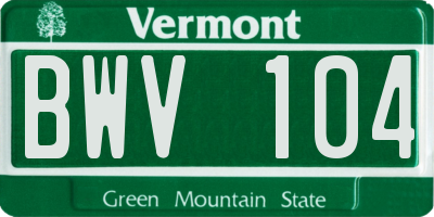 VT license plate BWV104