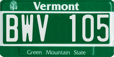 VT license plate BWV105