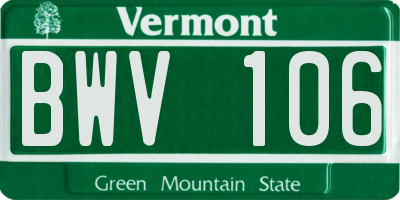 VT license plate BWV106