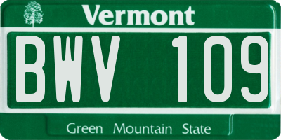 VT license plate BWV109