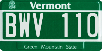 VT license plate BWV110