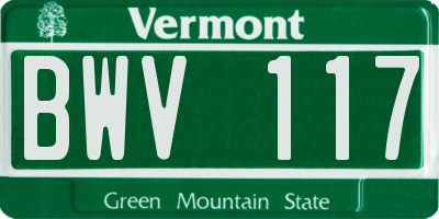 VT license plate BWV117