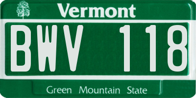 VT license plate BWV118