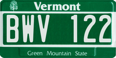 VT license plate BWV122