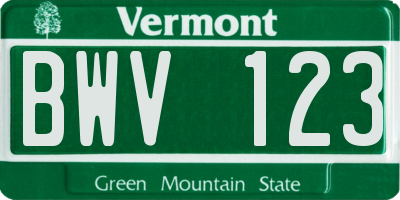 VT license plate BWV123