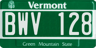 VT license plate BWV128