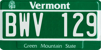 VT license plate BWV129