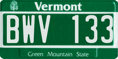 VT license plate BWV133