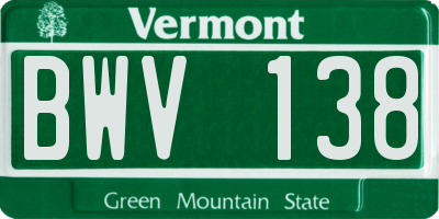 VT license plate BWV138
