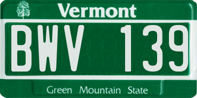 VT license plate BWV139