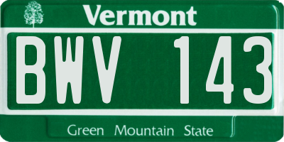 VT license plate BWV143