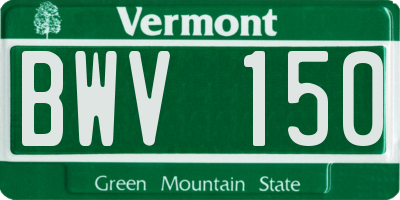 VT license plate BWV150