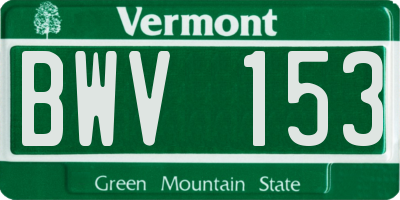 VT license plate BWV153