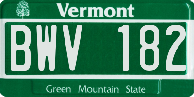 VT license plate BWV182