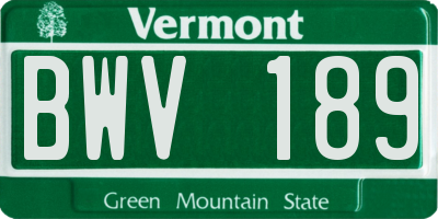 VT license plate BWV189