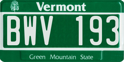 VT license plate BWV193