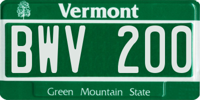 VT license plate BWV200