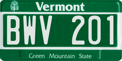 VT license plate BWV201