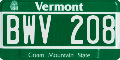 VT license plate BWV208