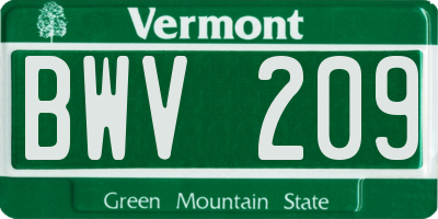 VT license plate BWV209