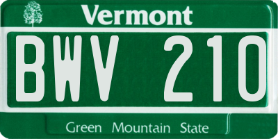 VT license plate BWV210