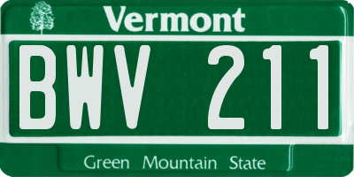 VT license plate BWV211