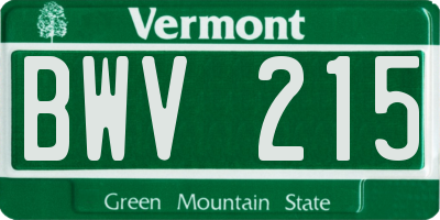 VT license plate BWV215