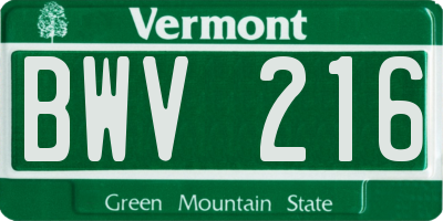 VT license plate BWV216