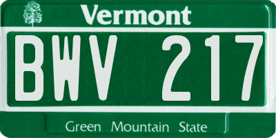 VT license plate BWV217