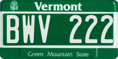 VT license plate BWV222