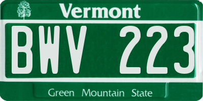 VT license plate BWV223