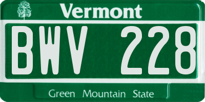 VT license plate BWV228