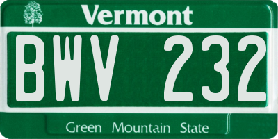 VT license plate BWV232