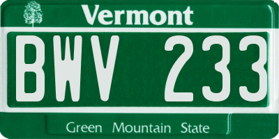 VT license plate BWV233